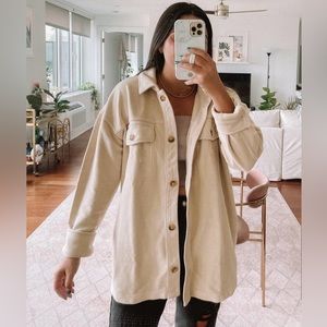 Aerie Luxe Trucker Shacket - Soft Oat